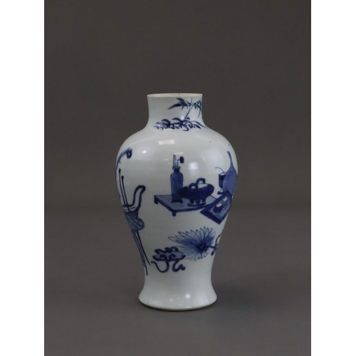 79 - A Blue and White baluster Vase, Kangxi elegantly painted with a continuous scene of the 'Hundred Ant... 