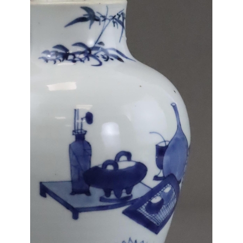 79 - A Blue and White baluster Vase, Kangxi elegantly painted with a continuous scene of the 'Hundred Ant... 