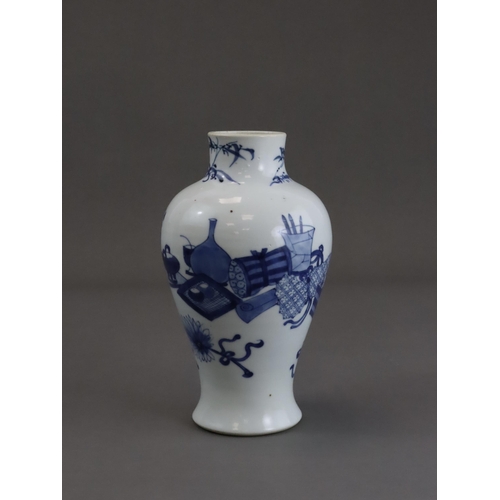 79 - A Blue and White baluster Vase, Kangxi elegantly painted with a continuous scene of the 'Hundred Ant... 