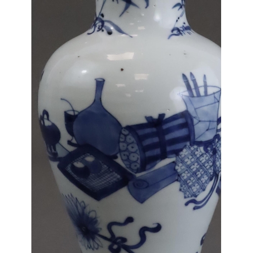 79 - A Blue and White baluster Vase, Kangxi elegantly painted with a continuous scene of the 'Hundred Ant... 