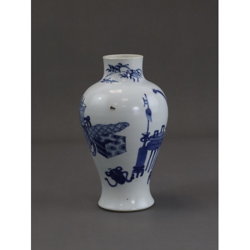 79 - A Blue and White baluster Vase, Kangxi elegantly painted with a continuous scene of the 'Hundred Ant... 