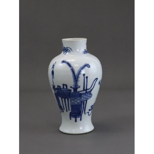 79 - A Blue and White baluster Vase, Kangxi elegantly painted with a continuous scene of the 'Hundred Ant... 