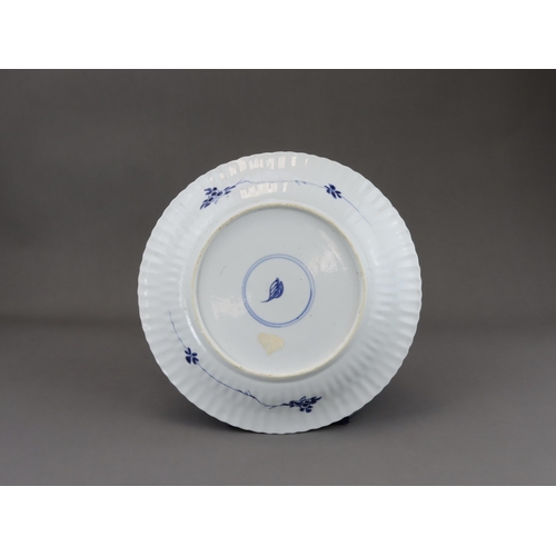 83 - A Pair of Blue and White Dishes with Landscapes, Kangxi, each with a central medallion of a rustic h... 