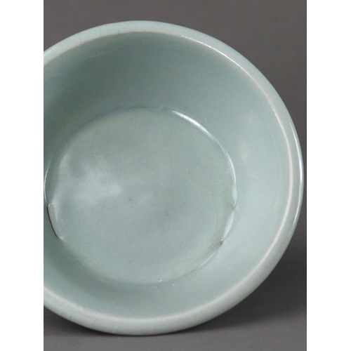 39 - A Longquan Celadon Brushwasher, Song dynasty with straight flared sides rising at an angle from the ... 