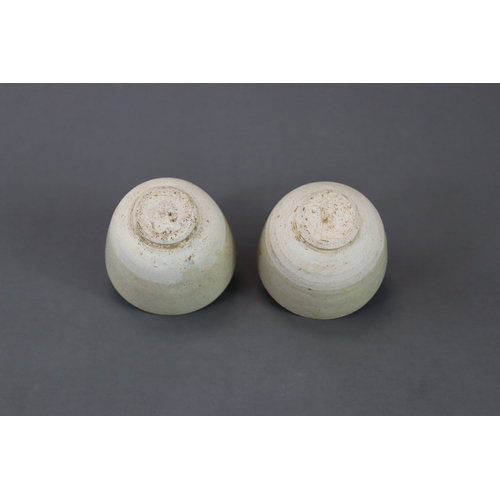 4 - A Pair of White-glazed Cups, Sui dynasty with thinly potted deep sides flaring slightly towards the ... 