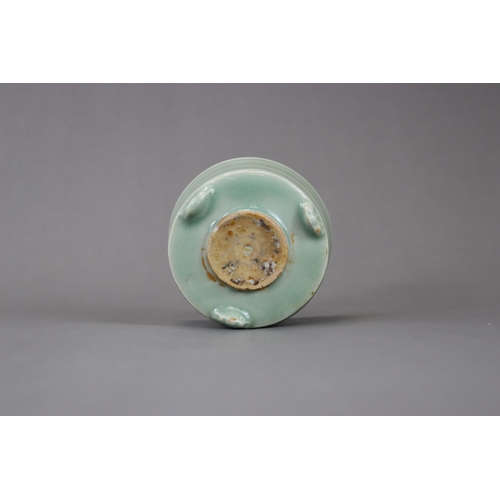 44 - A Longquan Celadon Incense Burner, Yuan dynasty the slightly flared cylindrical sides rising from th... 