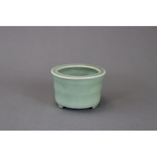 44 - A Longquan Celadon Incense Burner, Yuan dynasty the slightly flared cylindrical sides rising from th... 