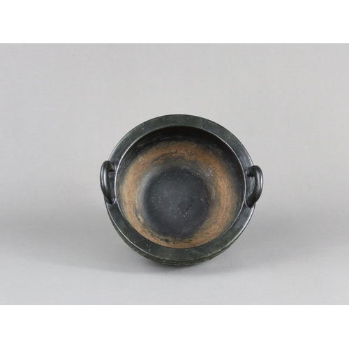 74 - A Rare Black Glazed Tripod Censer, liding, incised seal mark Xiyin Shuwu zhencang, Jiaqing period,  ... 