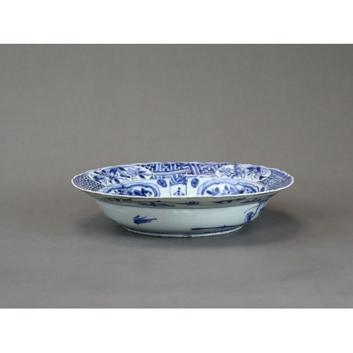 85 - A 'Kraak Porselein' small Basin, Wanli, well painted in soft cobalt with flowering and fruiting spra... 