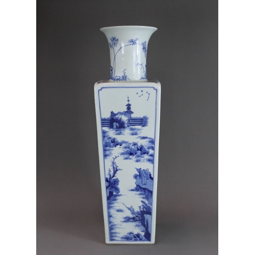 86 - A Blue and White 'Red Cliff' Vase, Kangxi of rouleau form and square section, the rectangular sides ... 