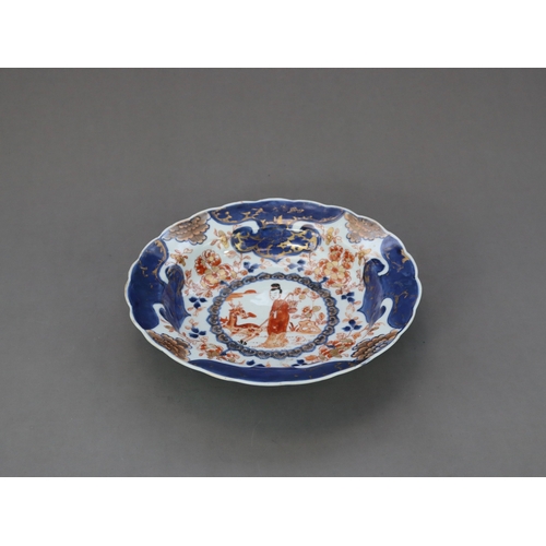 96 - A Magu and Deer Basin, Kangxi/Yongzheng,  well decorated in iron red, with strong gilding and rich u... 