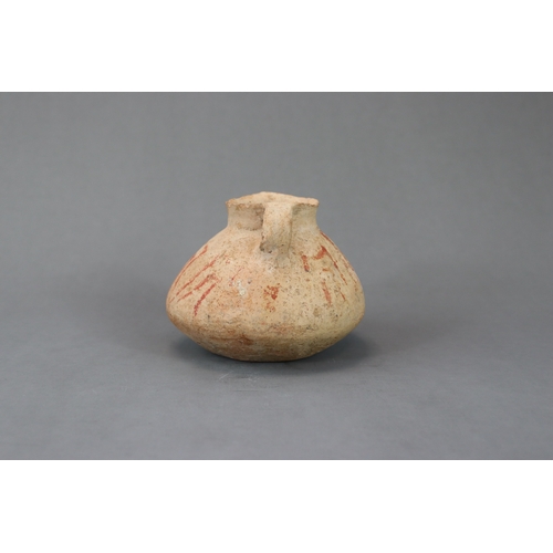 14 - A Rare Small Painted Pottery Jar, Neolithic period, Majiayao Culture the bulging hipped form with wa... 