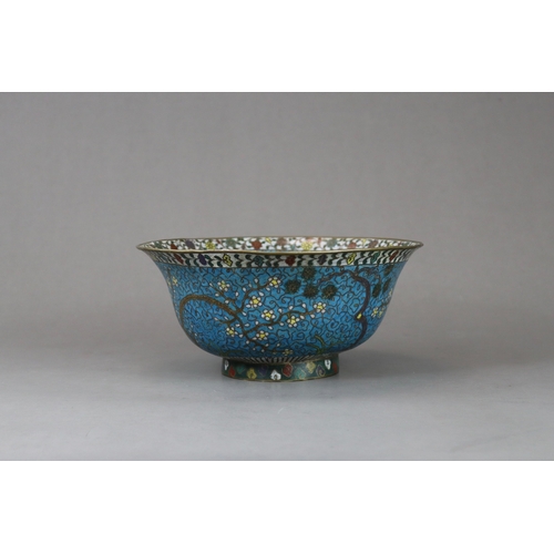 142 - A Ming Cloisonne Bowl with Waterbirds, 16th century well decorated in rich tones on the interior wit... 