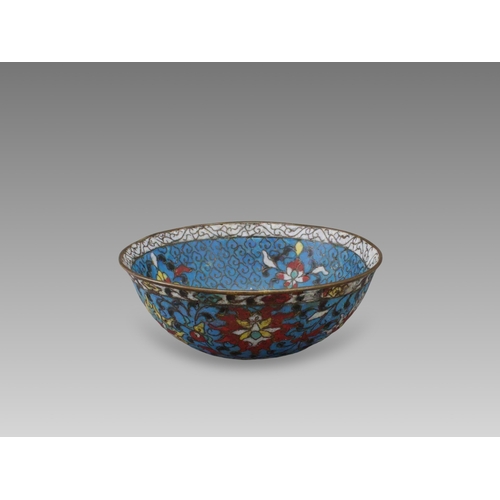 143 - A Rare Ming Cloisonne Bowl, single character mark to base, 16th century of shallow form, well decora... 