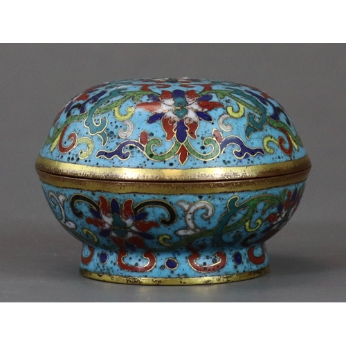 144 - A Good Cloisonne Box and Cover, Qianlong four character incised mark to base, and of the period,  wi... 