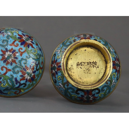 144 - A Good Cloisonne Box and Cover, Qianlong four character incised mark to base, and of the period,  wi... 