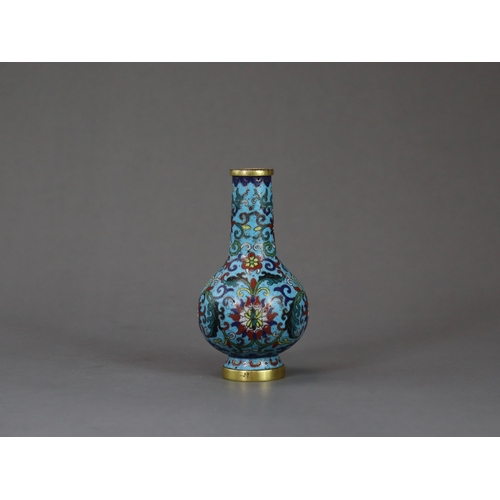 145 - A Good Cloisonne Bottle Vase, Qianlong four character incised mark to the base and of the period,  i... 