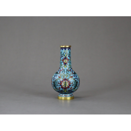 145 - A Good Cloisonne Bottle Vase, Qianlong four character incised mark to the base and of the period,  i... 