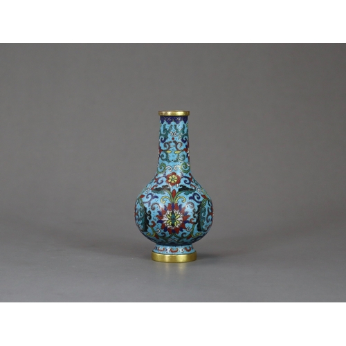 145 - A Good Cloisonne Bottle Vase, Qianlong four character incised mark to the base and of the period,  i... 