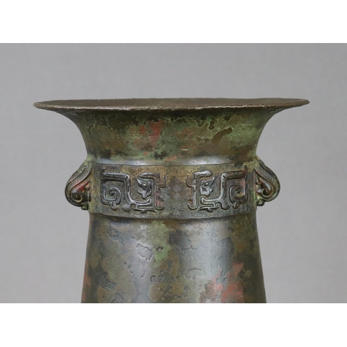 160 - A Good Archaistic Bronze Vase, hu, Song dynasty,  inspired by a Shang or Early Western Zhou original... 