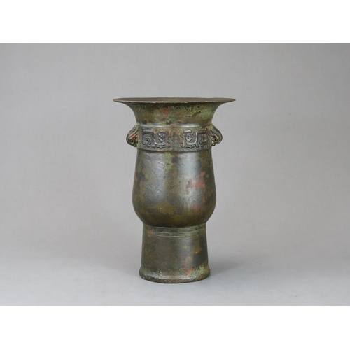 160 - A Good Archaistic Bronze Vase, hu, Song dynasty,  inspired by a Shang or Early Western Zhou original... 