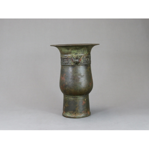 160 - A Good Archaistic Bronze Vase, hu, Song dynasty,  inspired by a Shang or Early Western Zhou original... 