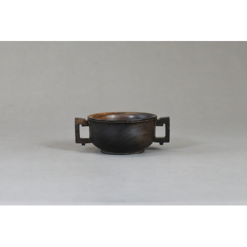 173 - An Attractive Small Wood Censer, gui, mid/late Qing dynasty,  possibly zitan, well modelled with rou... 