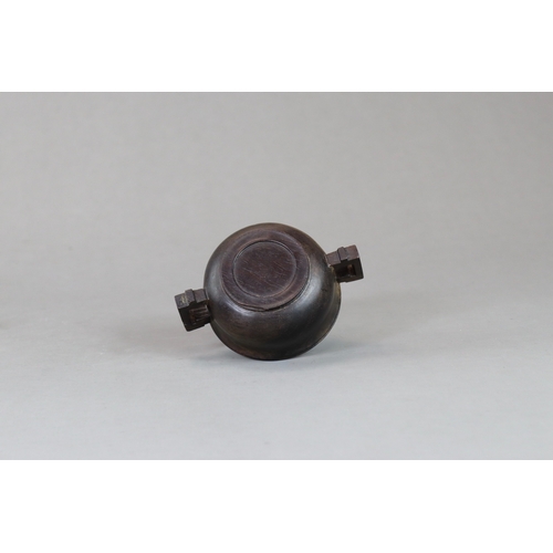 173 - An Attractive Small Wood Censer, gui, mid/late Qing dynasty,  possibly zitan, well modelled with rou... 