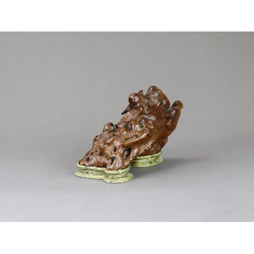 175 - A Good Rootwood Group with Budai, Qing dynasty, expressively carved with the fat and cheerful deity ... 