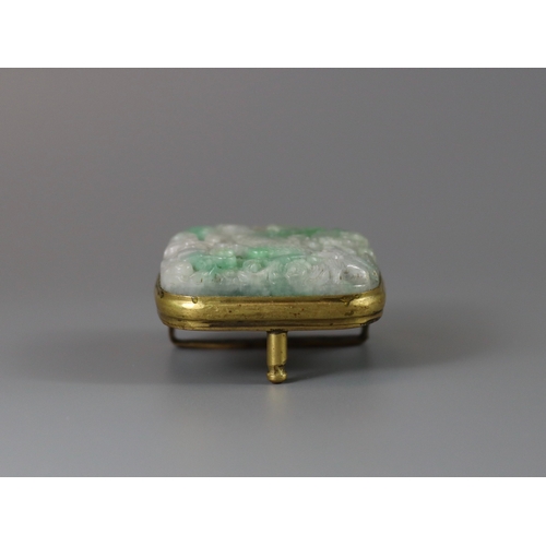 187 - A Jadeite Qilin Plaque, together with a Shoushan Seal, Qing dynasty,  the oblong plaque well carved ... 