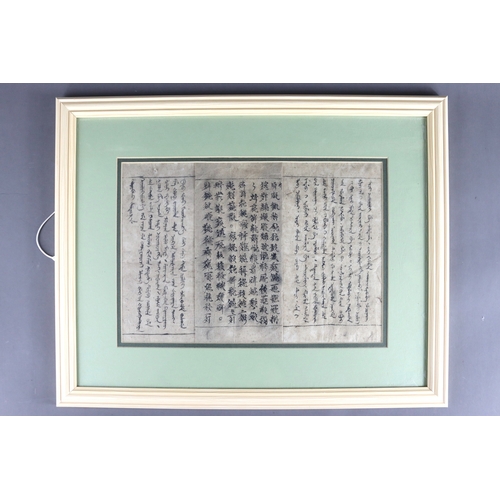 203 - A Calligraphy in Manchu, Mongolian and Tangut, Qing dynasty or earlier Ink of paper Picture L:32.5cm... 