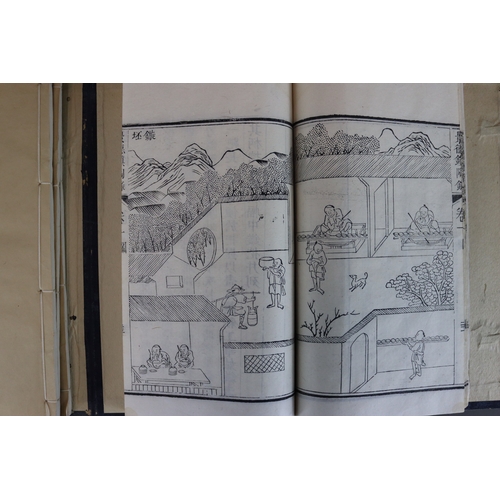 204 - A Rare Woodblock Printed Four Volume Book of The Potteries of China, Jingdezhen Taolu, Lanpu , c.181... 