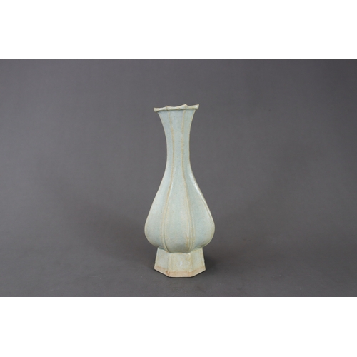 221 - A Qingbai Moulded Lobed Vase, Song dynasty of slender form, H:22cm