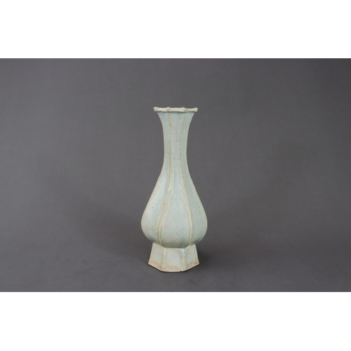 221 - A Qingbai Moulded Lobed Vase, Song dynasty of slender form, H:22cm