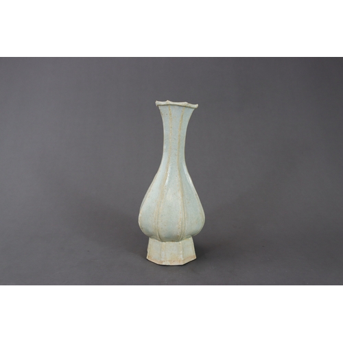 221 - A Qingbai Moulded Lobed Vase, Song dynasty of slender form, H:22cm