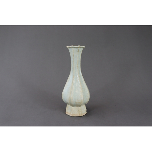 221 - A Qingbai Moulded Lobed Vase, Song dynasty of slender form, H:22cm