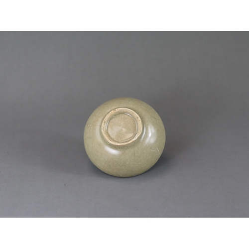 223 - A Longquan Celadon Cup, Song dynasty the rounded sides rising from a tapered foot, applied overall s... 