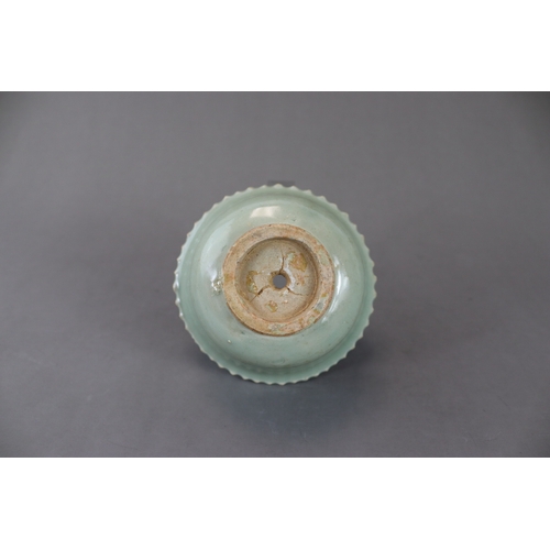 228 - A Longquan Celadon Jardiniere, Yuan dynasty the short, splayed foot supporting the  rounded bowl, wi... 