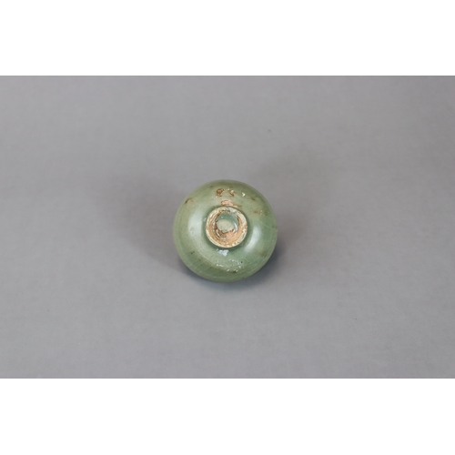 236 - A Small Jun Green-glazed Bubble Bowl, Song dynasty with rounded sides rising from a tapering foot to... 