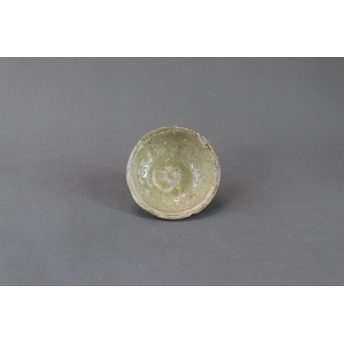 25 - A Celadon-glazed Stemcup, Sui or Yuan dynasty formerly in the Eumorfopoulos collection, of rounded s... 