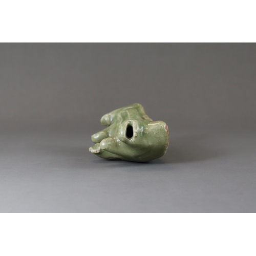 3 - A Longquan Celadon Brushrest-shape Waterdropper, Ming dynasty the crescent-form water dropper modell... 