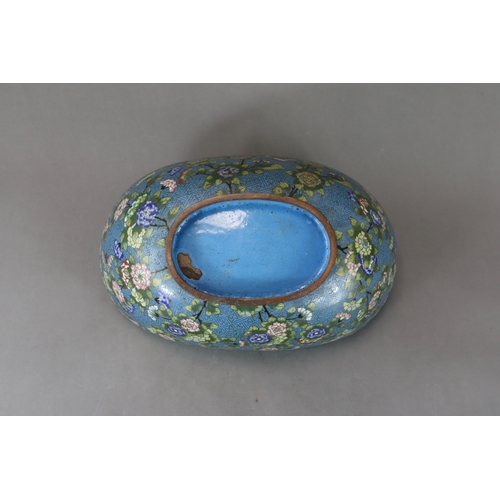 462 - A Cloisonne Bowl with Butterflies, 19th century,  the bowl of oval section, the exterior well decora... 