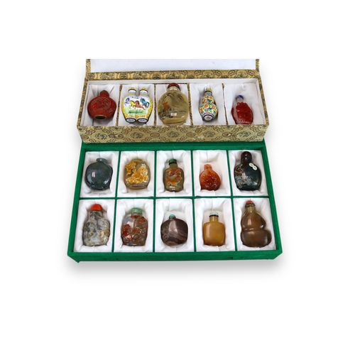 465 - Fifteen Assorted Snuffbottles, 19th and 20th century,