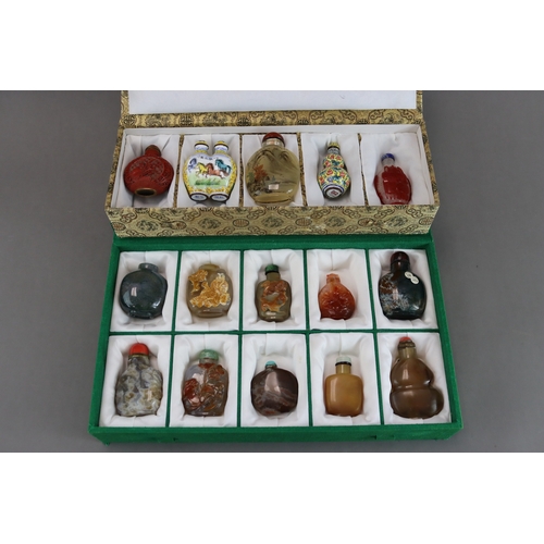 465 - Fifteen Assorted Snuffbottles, 19th and 20th century,