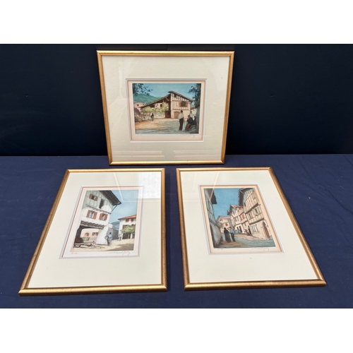 3 limited edition framed watercolours each marked 21/100