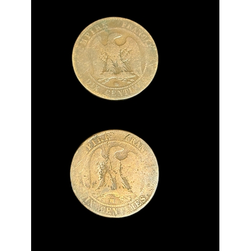 34 - Group of old coins 2 sided penny etcOld 2 side one penny piece dated 1908 and 1918