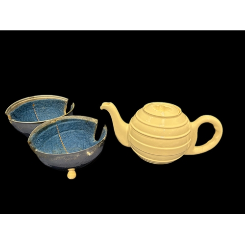 44 - Art Deco ball tea pot with original chrome insulated cover, stay hot patent No433597, made in Stoke ... 