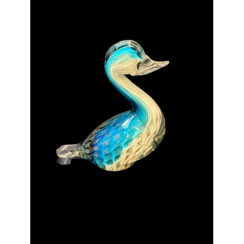 136 - Murano glass blue and white duck H14cm