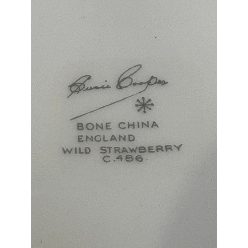 54 - Susie Cooper ‘Wild Strawberry’ set, 6 cups/saucers/sideplates. 1950’s