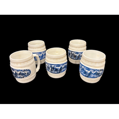 141 - 5 Dutch milk glass tankards